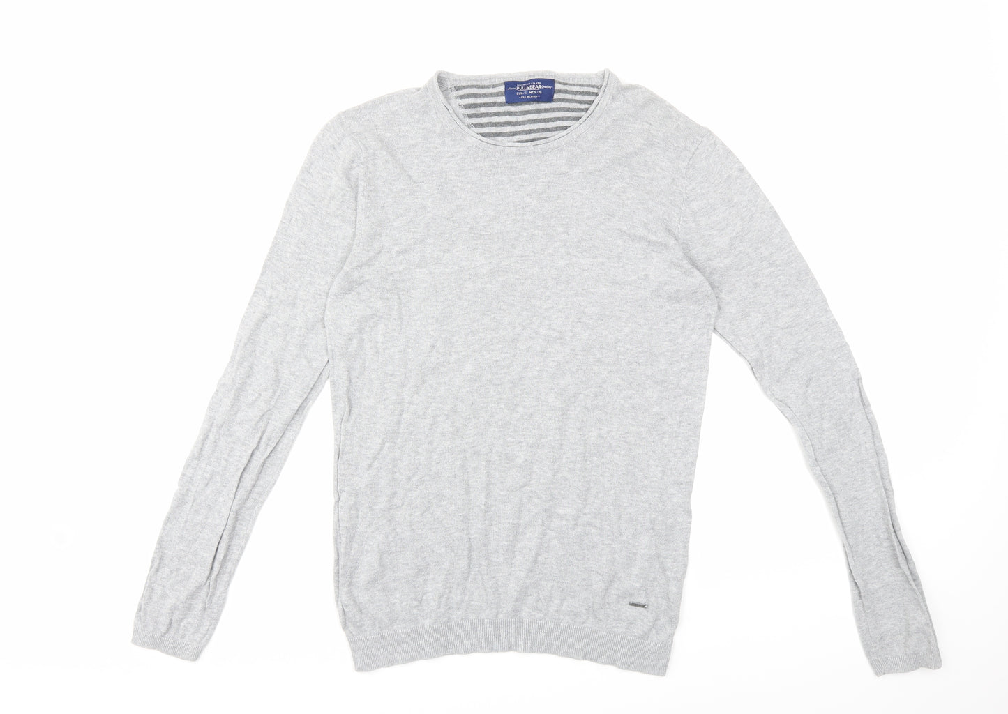 Pull&Bear Mens Grey  Knit Pullover Jumper Size S
