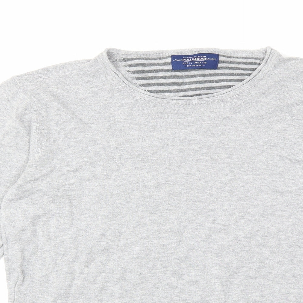 Pull&Bear Mens Grey  Knit Pullover Jumper Size S