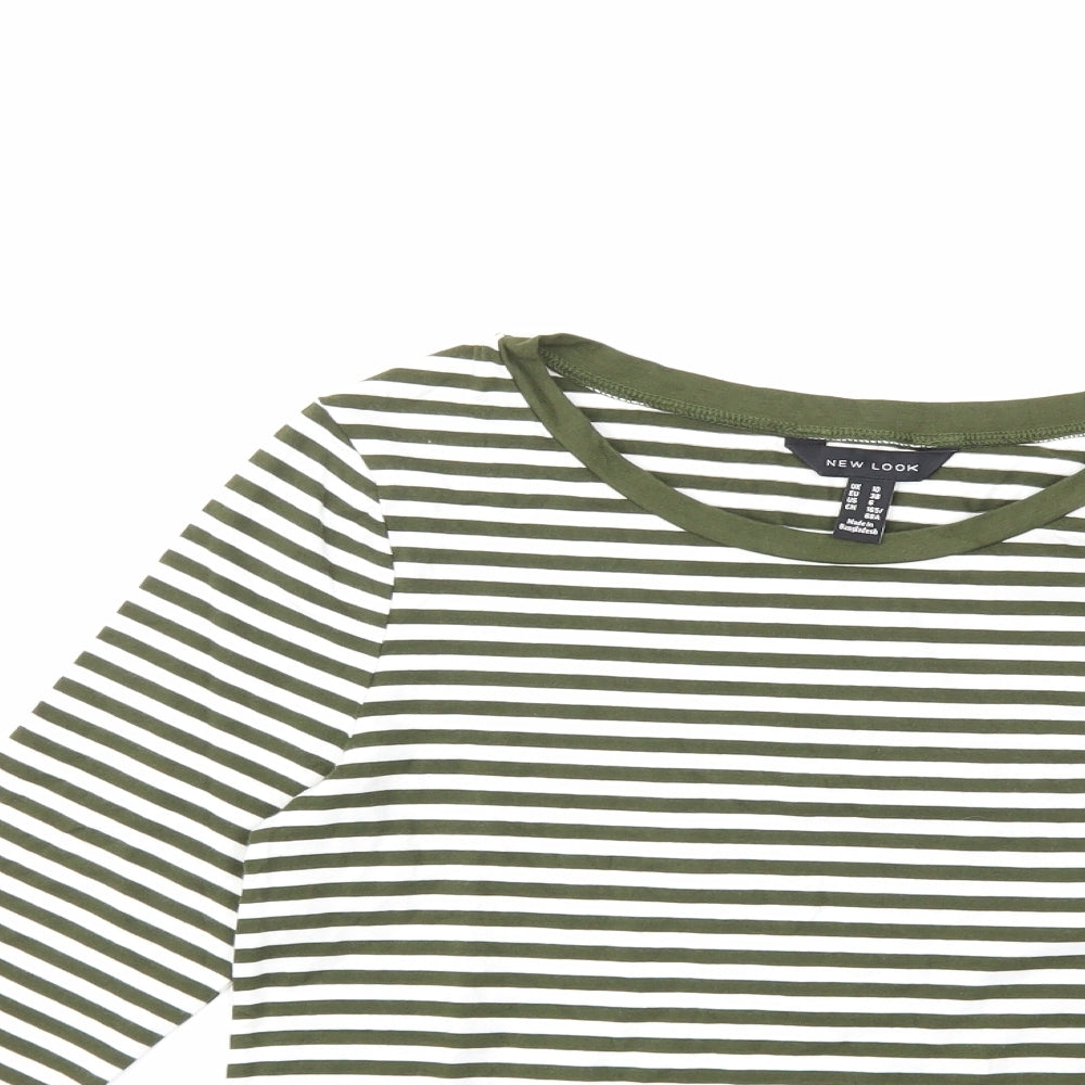 New Look Womens Yellow Striped  Basic T-Shirt Size 10