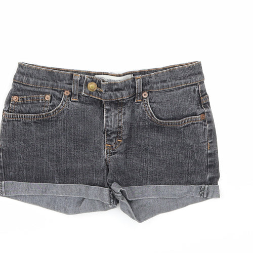 Preworn Womens Black  Denim Hot Pants Shorts Size 6