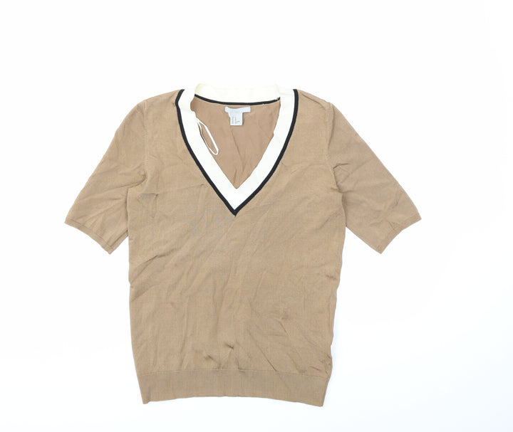 H&M Womens Brown  Knit Pullover Jumper Size XS