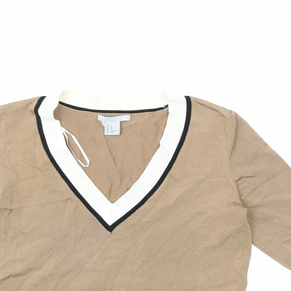 H&M Womens Brown  Knit Pullover Jumper Size XS