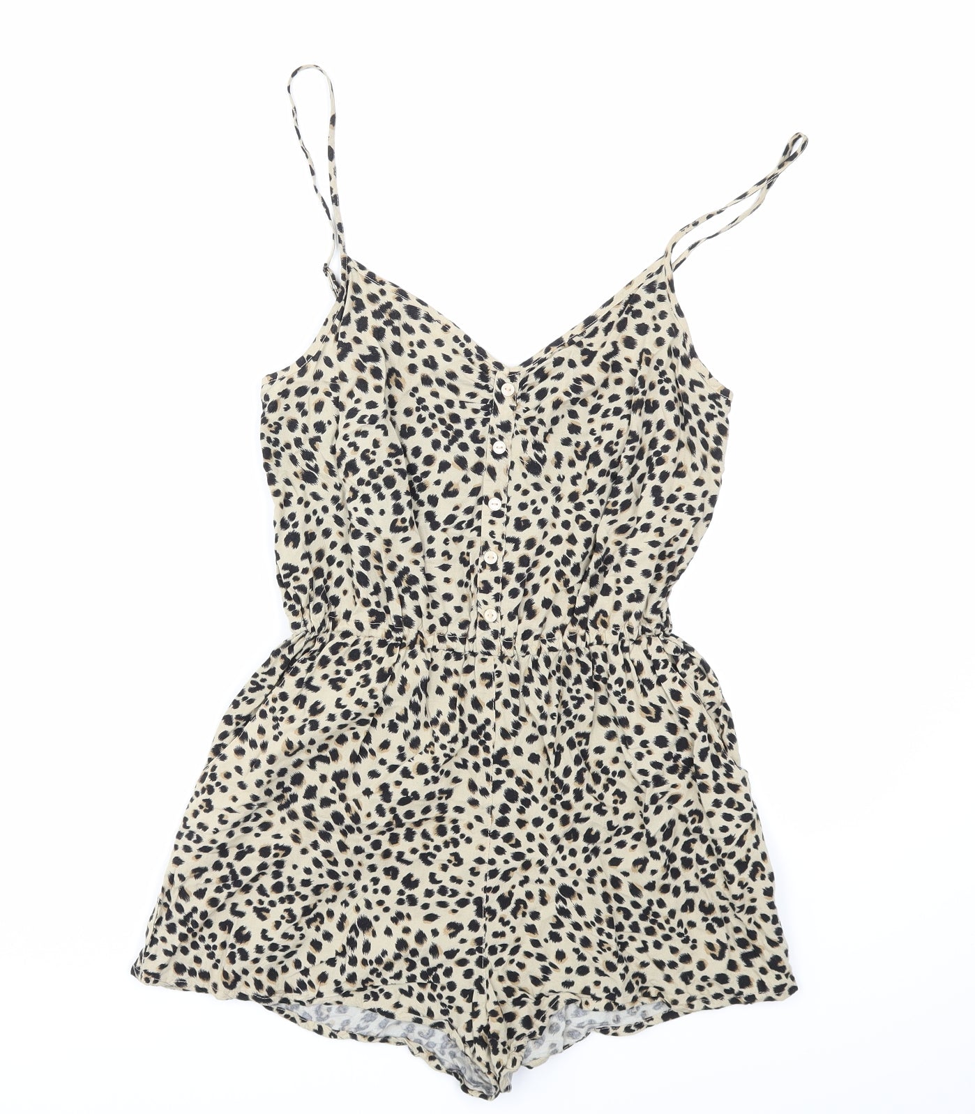 H&M Womens Brown Animal Print  Playsuit One-Piece Size 8