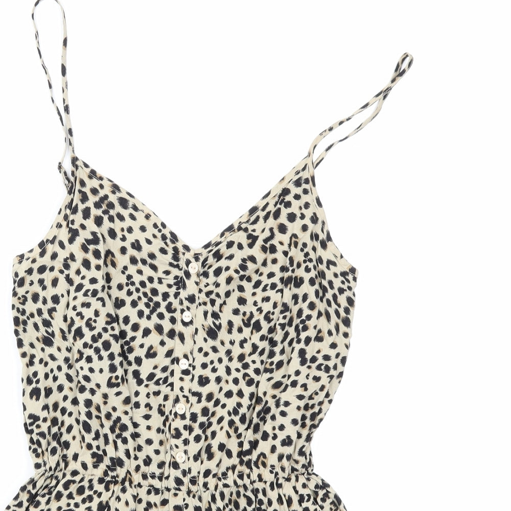 H&M Womens Brown Animal Print  Playsuit One-Piece Size 8