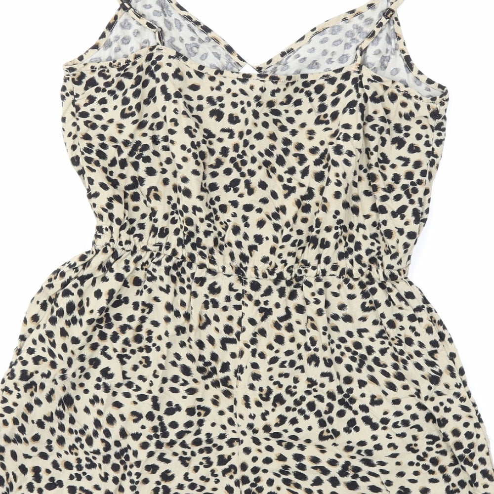 H&M Womens Brown Animal Print  Playsuit One-Piece Size 8