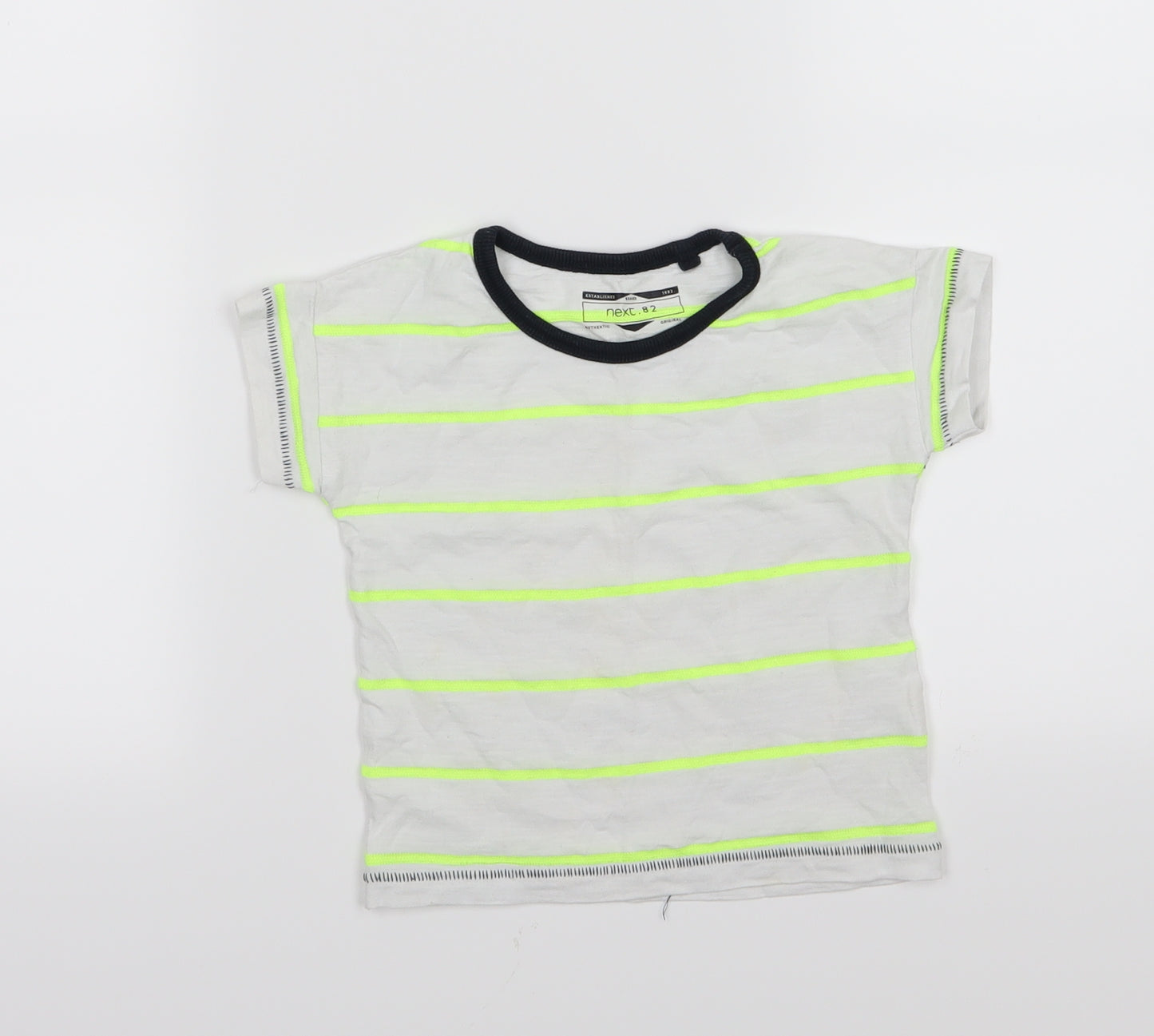 NEXT Boys White Striped Jersey Basic T-Shirt Size 12-18 Months