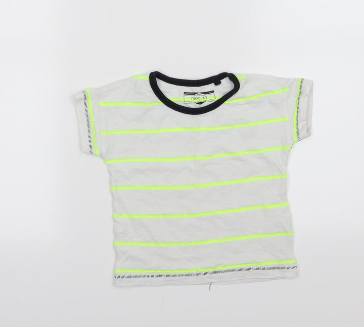 NEXT Boys White Striped Jersey Basic T-Shirt Size 12-18 Months