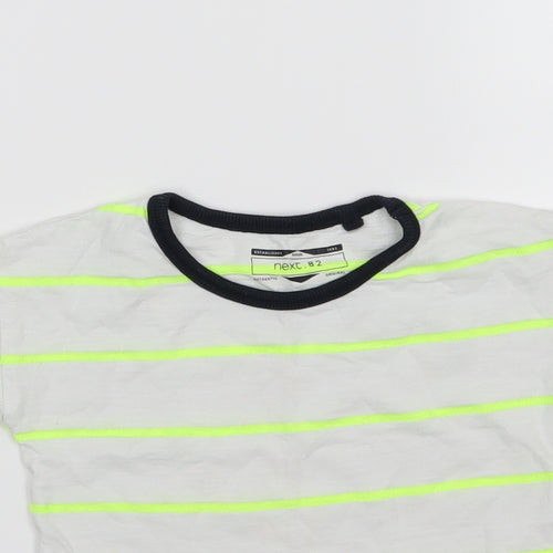 NEXT Boys White Striped Jersey Basic T-Shirt Size 12-18 Months