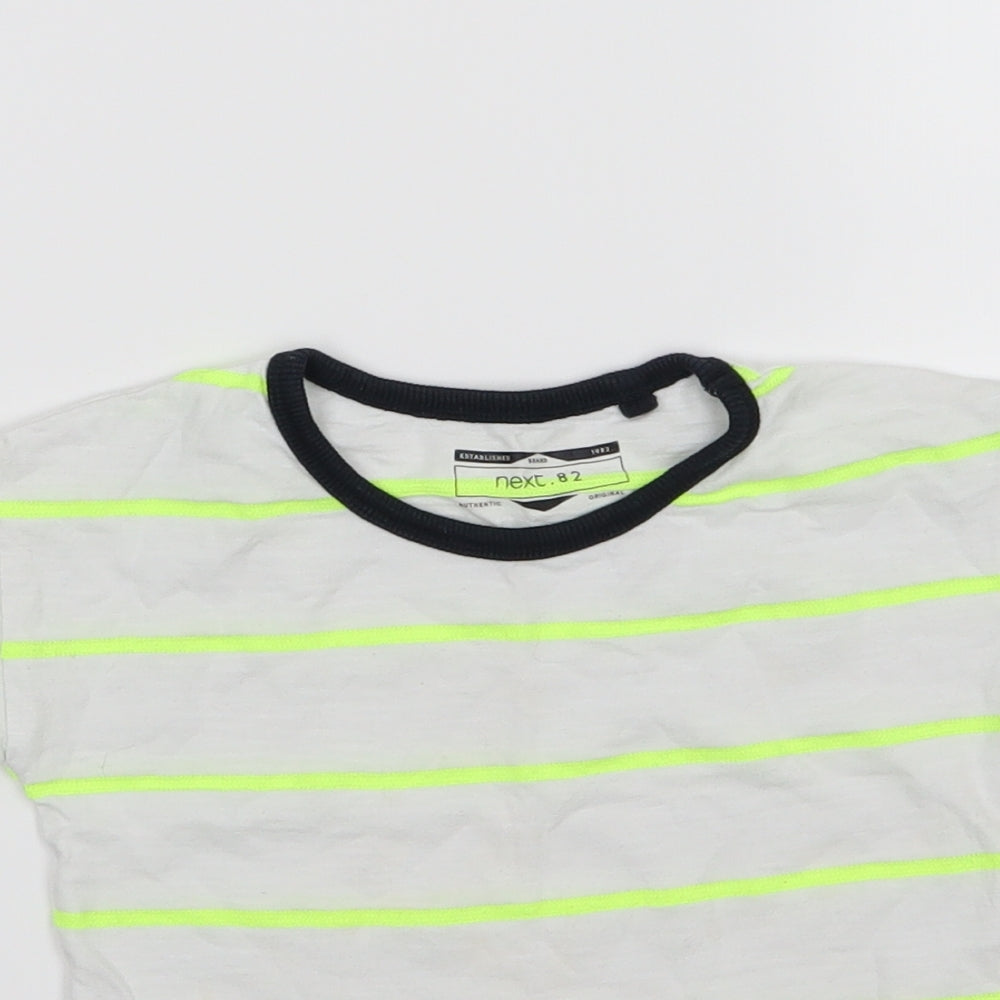 NEXT Boys White Striped Jersey Basic T-Shirt Size 12-18 Months