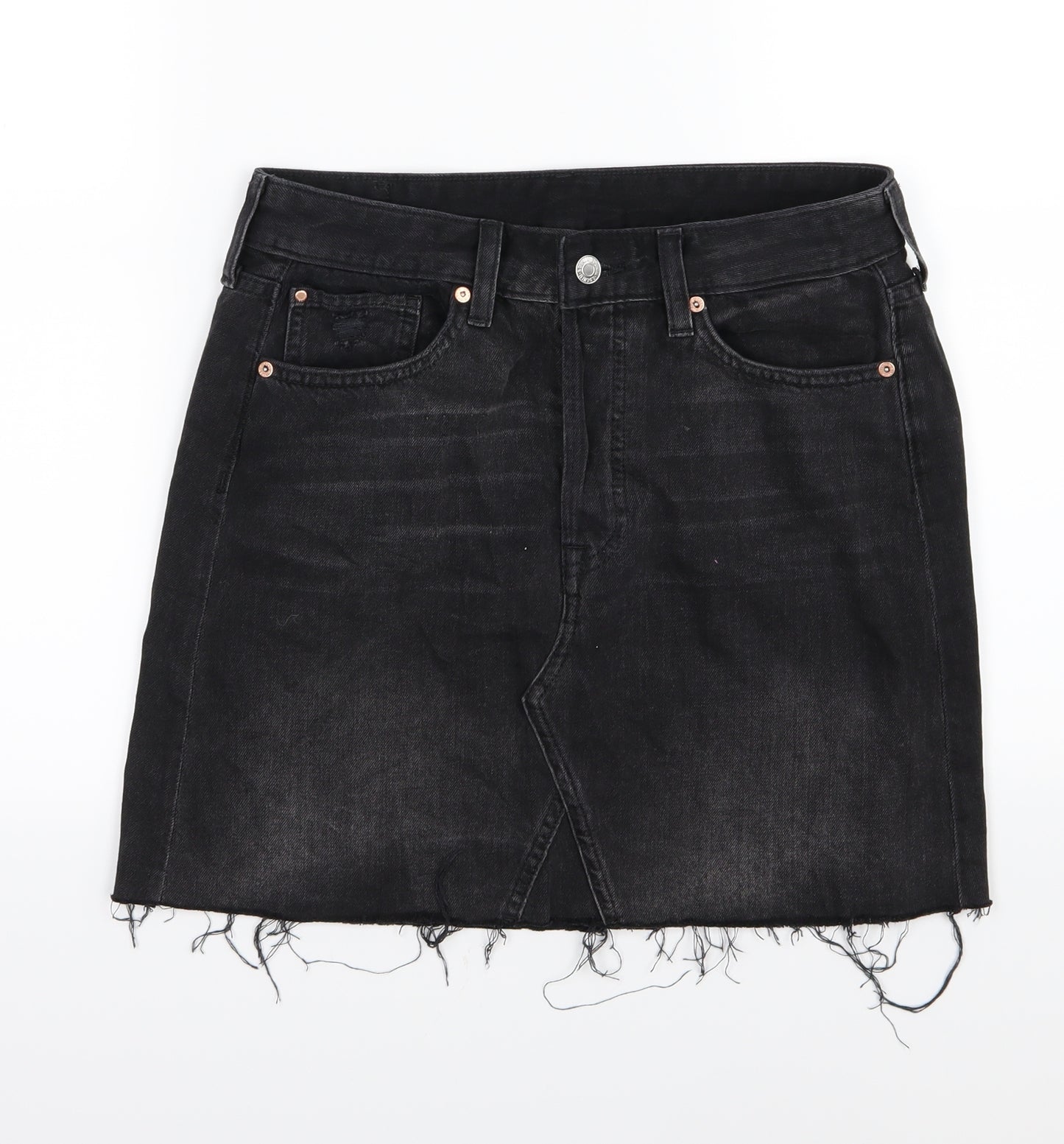 H&M Womens Black  Denim A-Line Skirt Size 10