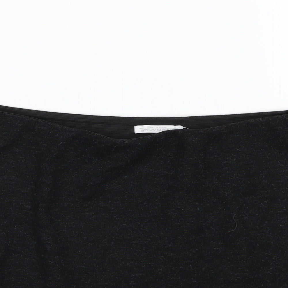 Zara Womens Grey  Jersey A-Line Skirt Size L