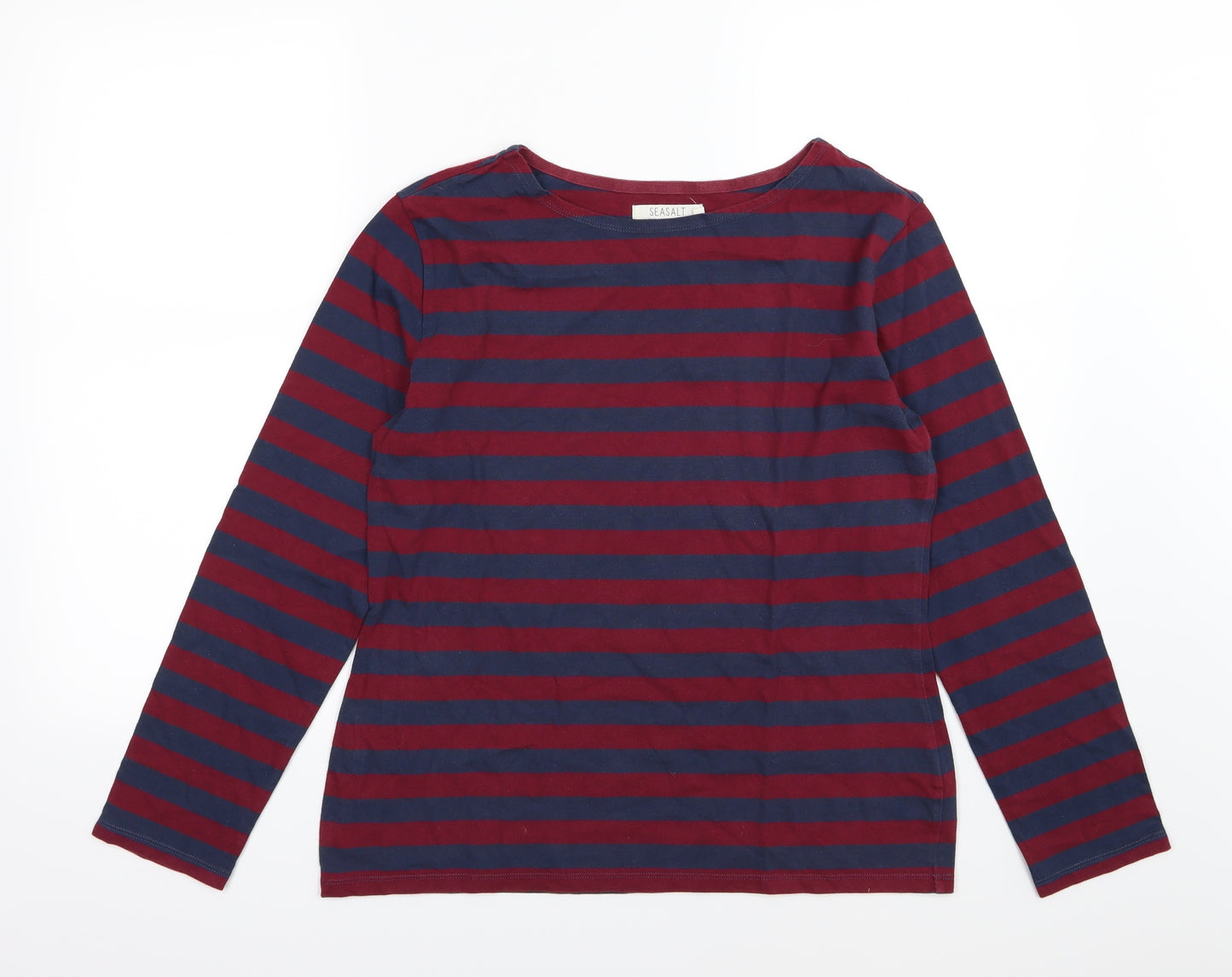 Seasalt Womens Red Striped Jersey Basic T-Shirt Size 14