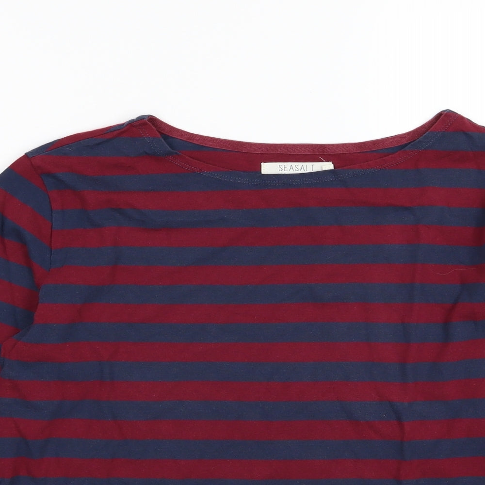 Seasalt Womens Red Striped Jersey Basic T-Shirt Size 14