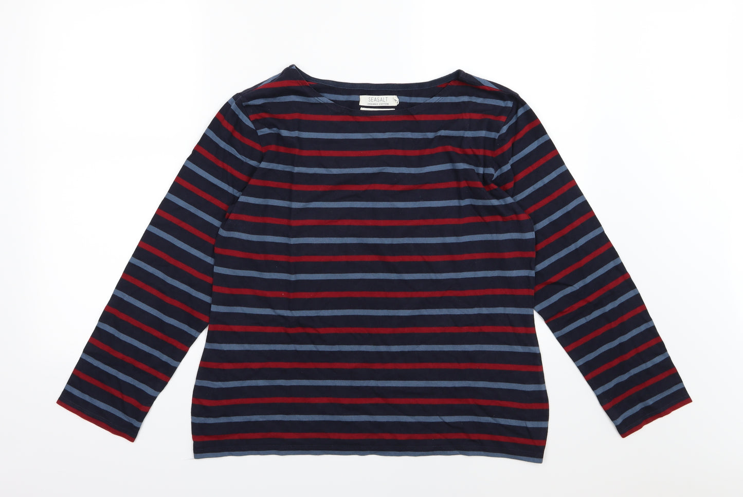 Seasalt Womens Blue Striped Jersey Basic T-Shirt Size 14