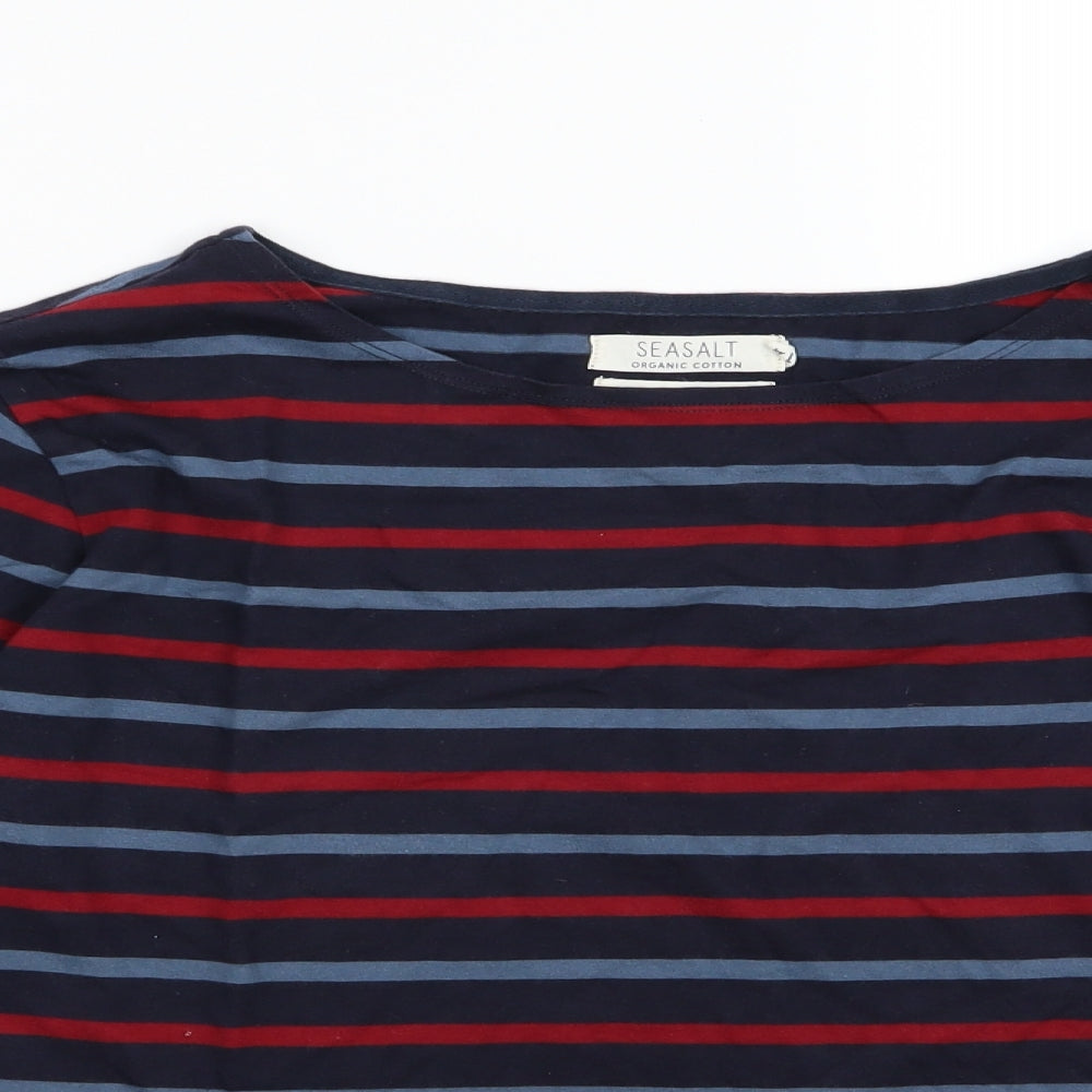 Seasalt Womens Blue Striped Jersey Basic T-Shirt Size 14