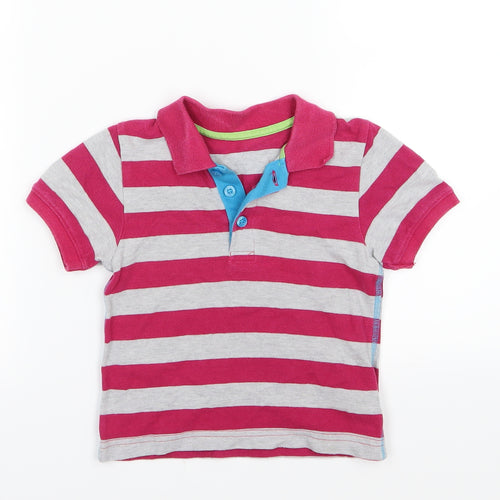 Mothercare Girls Pink Striped  Basic Polo Size 18-24 Months