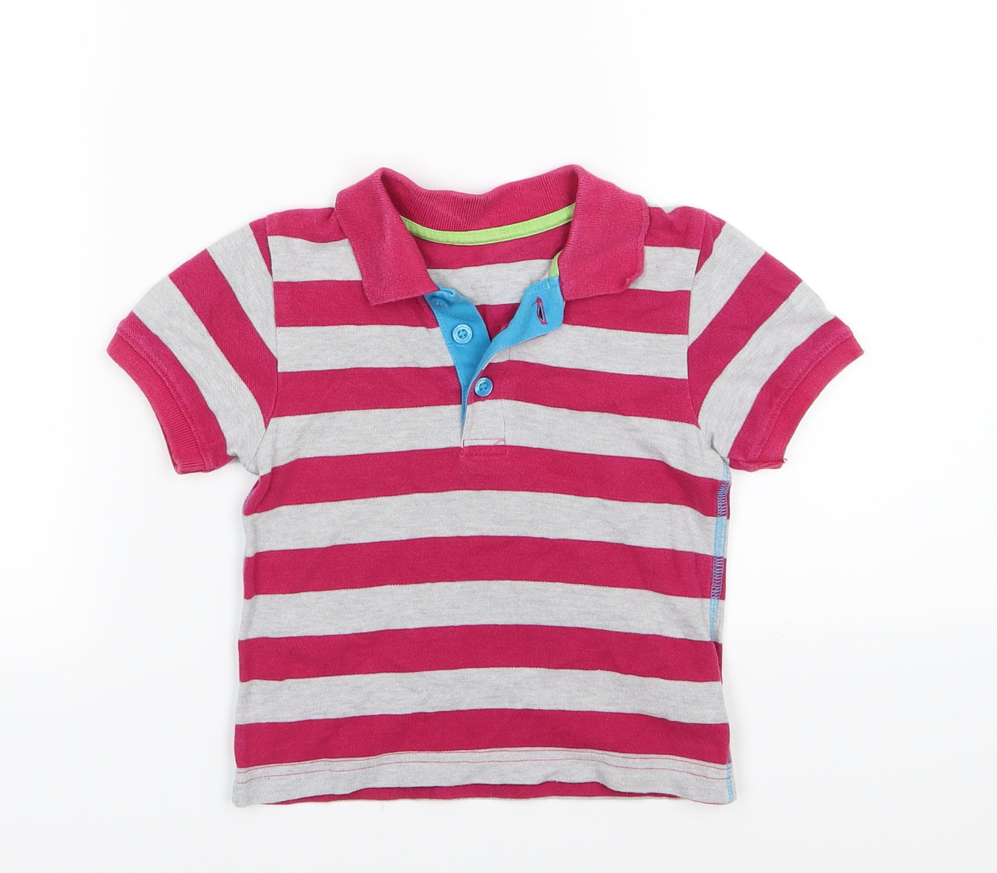 Mothercare Girls Pink Striped  Basic Polo Size 18-24 Months