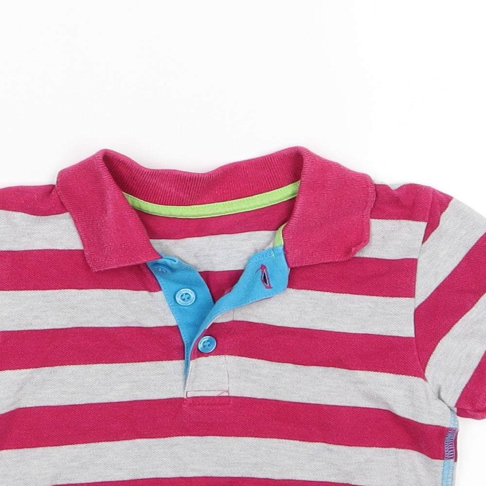 Mothercare Girls Pink Striped  Basic Polo Size 18-24 Months