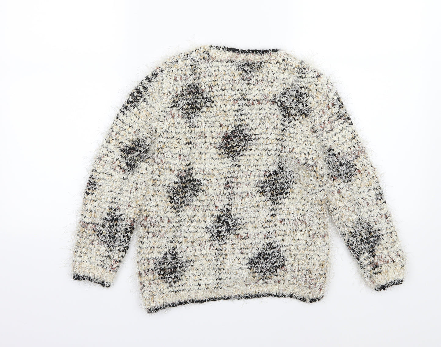 Matalan Girls Beige Argyle/Diamond Knit Pullover Jumper Size 8-9 Years
