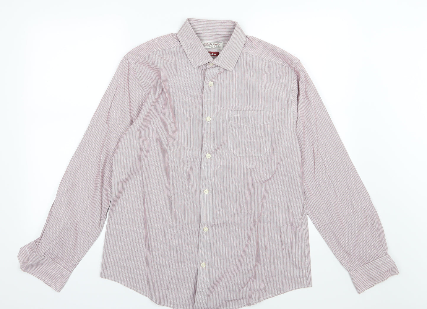 TU Mens Red Striped Woven  Button-Up Size M  - Burgundy