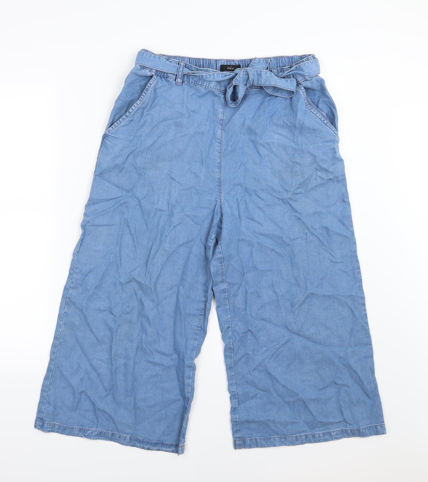 M&Co Womens Blue  Denim Culotte Shorts Size 10