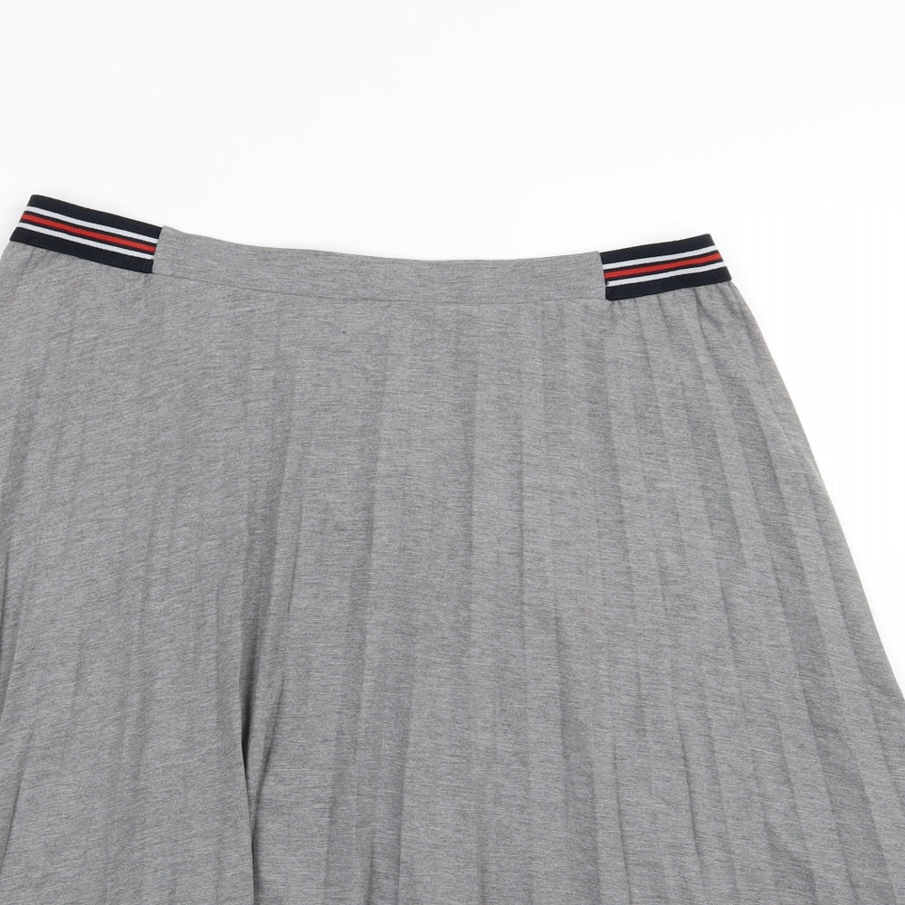 Marks and Spencer Womens Grey  Jersey Pleated Skirt Size 16