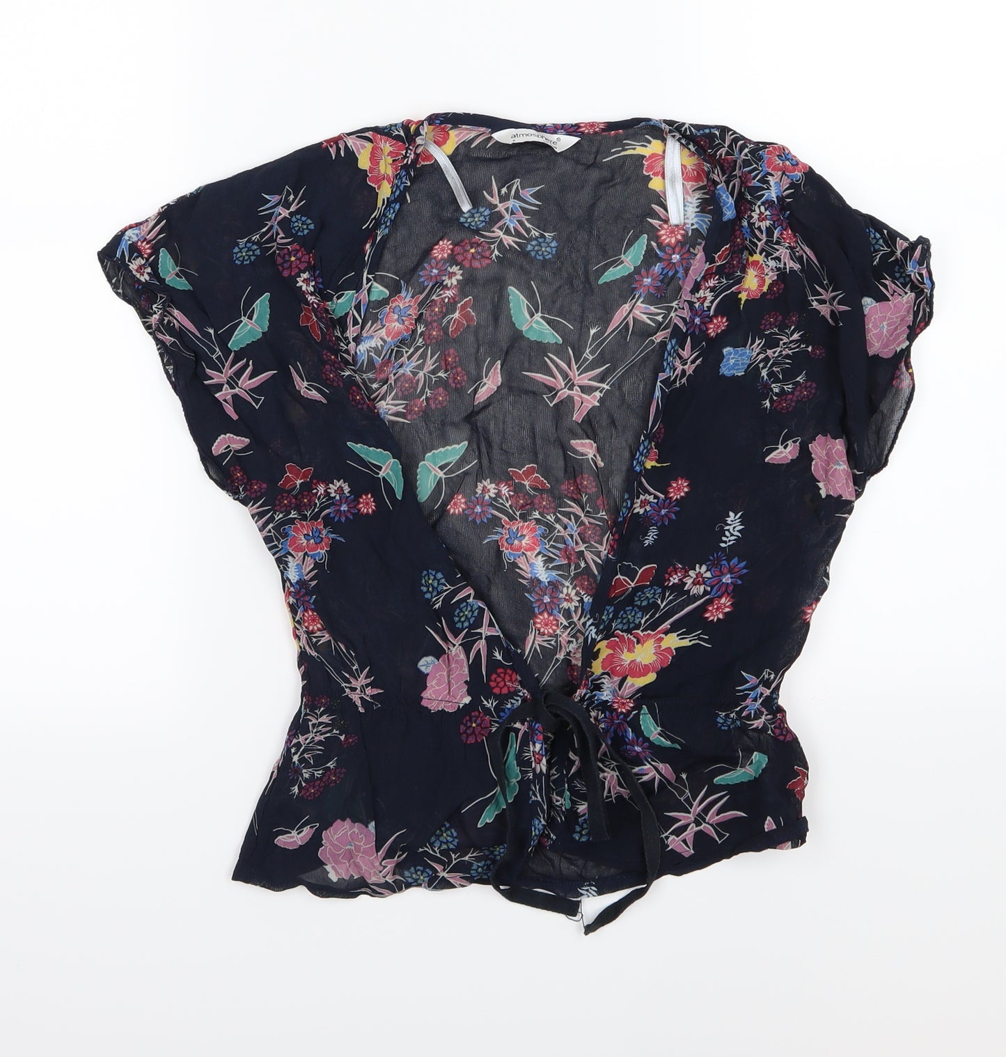 Atmosphere Womens Blue Floral  Basic Blouse Size 8