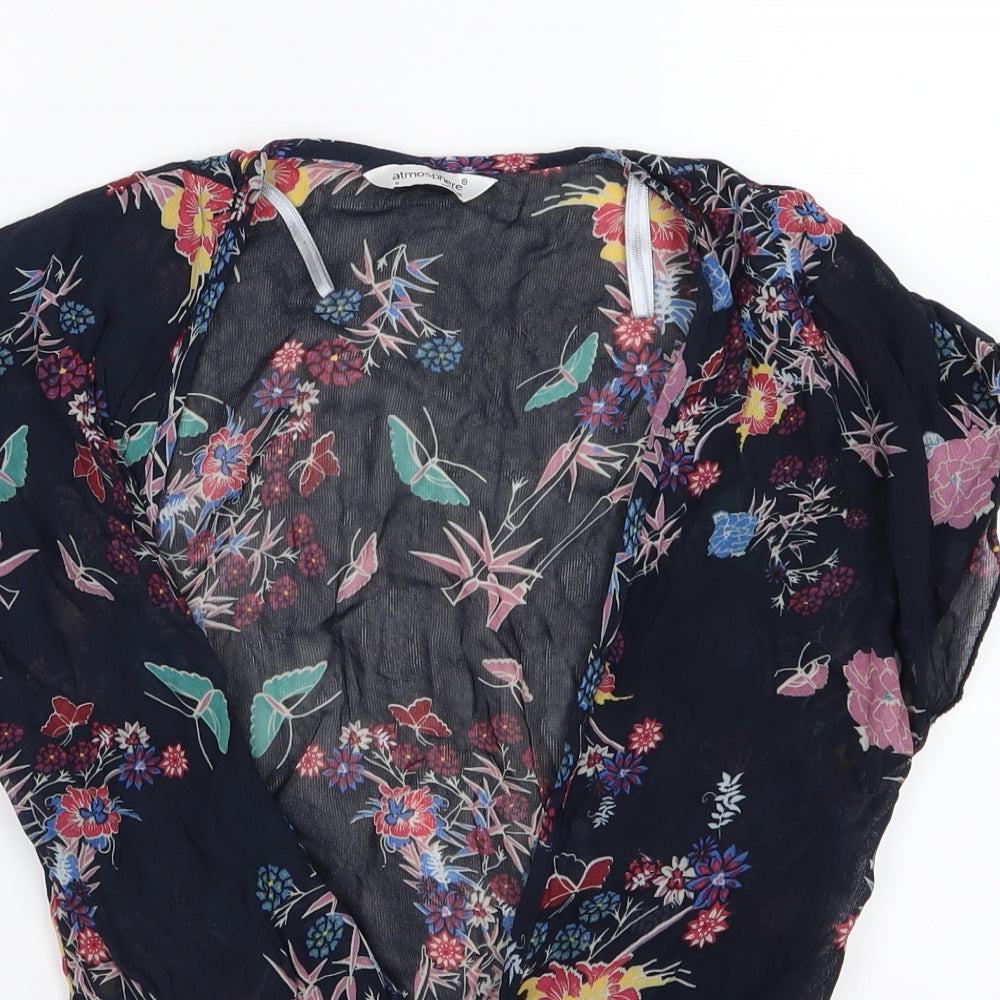 Atmosphere Womens Blue Floral  Basic Blouse Size 8
