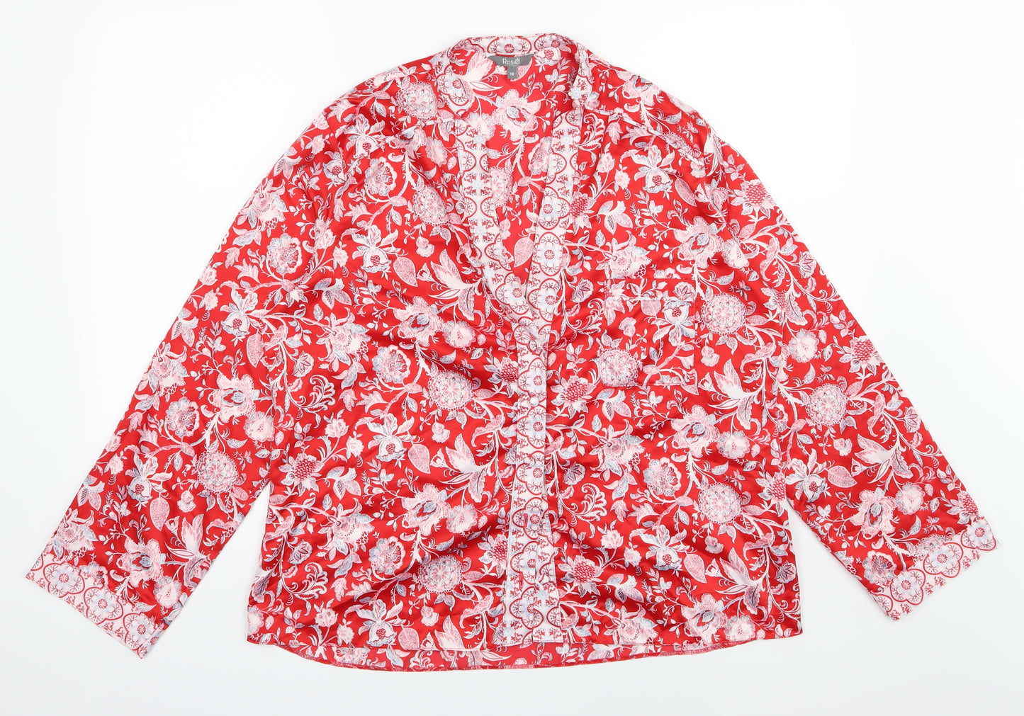 Rosie Womens Red Floral  Top Pyjama Top Size 18