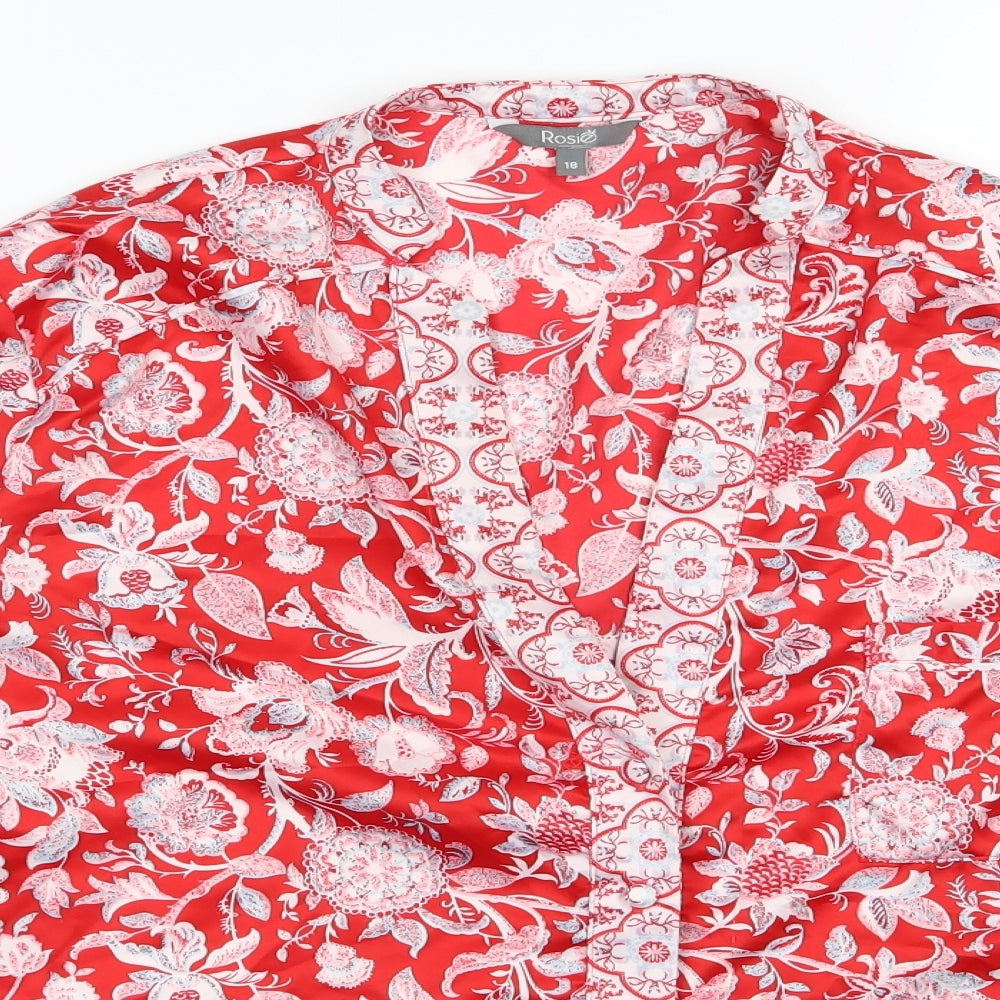 Rosie Womens Red Floral  Top Pyjama Top Size 18