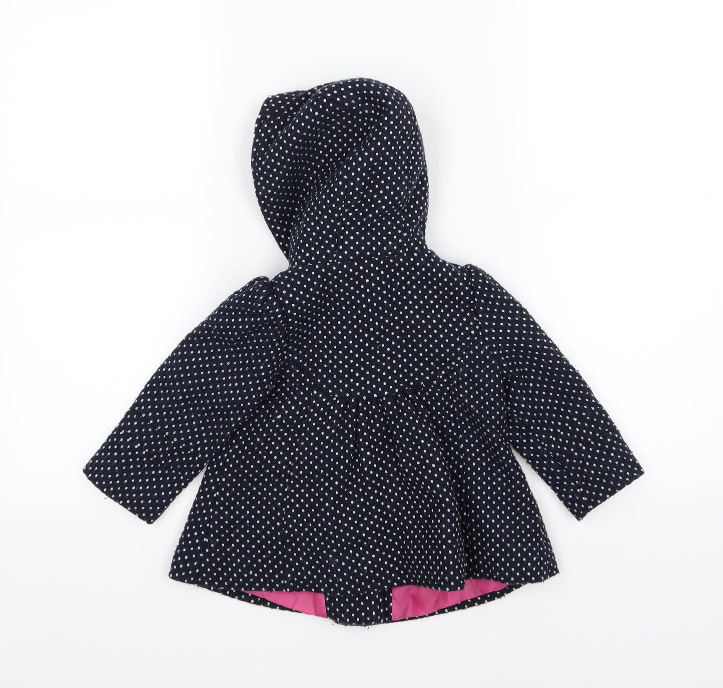 F&F Girls Blue Polka Dot  Basic Coat Coat Size 9-12 Months
