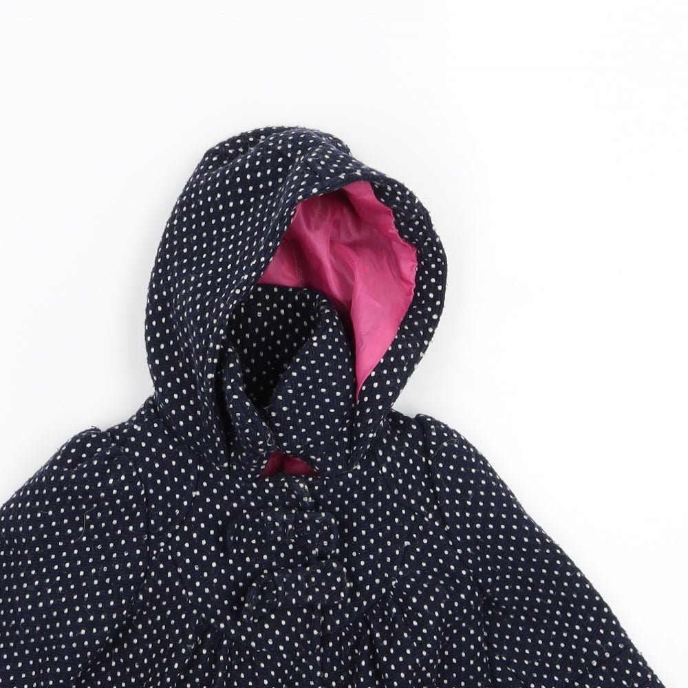 F&F Girls Blue Polka Dot  Basic Coat Coat Size 9-12 Months