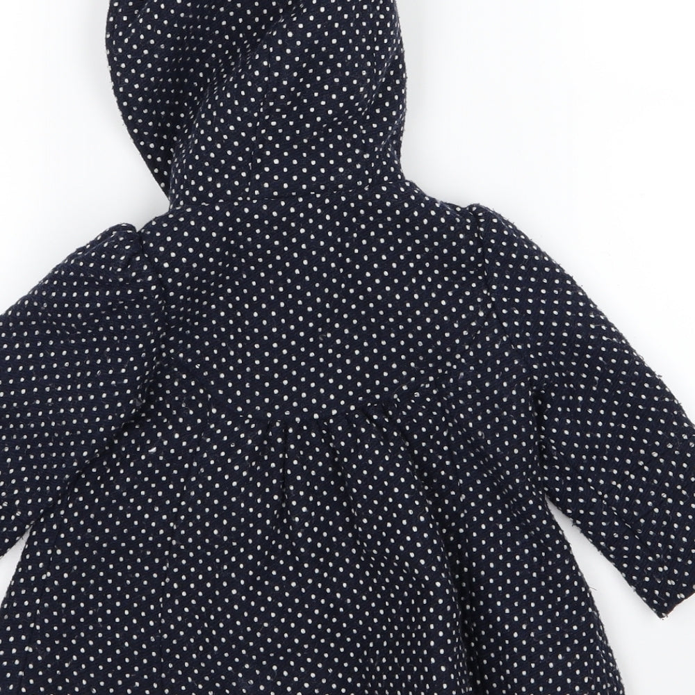 F&F Girls Blue Polka Dot  Basic Coat Coat Size 9-12 Months