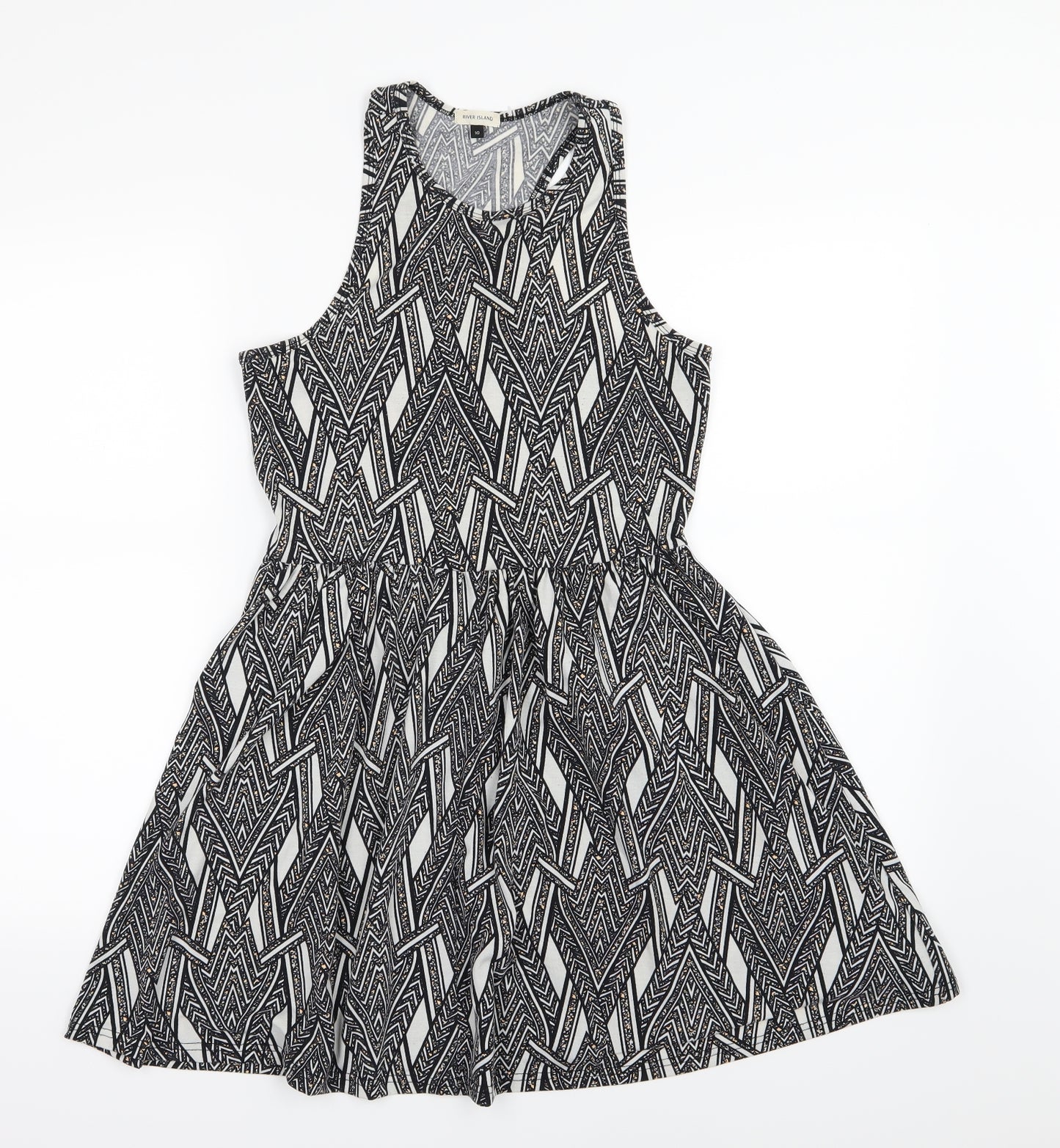 River Island Womens Grey Striped Jersey Skater Dress  Size 10