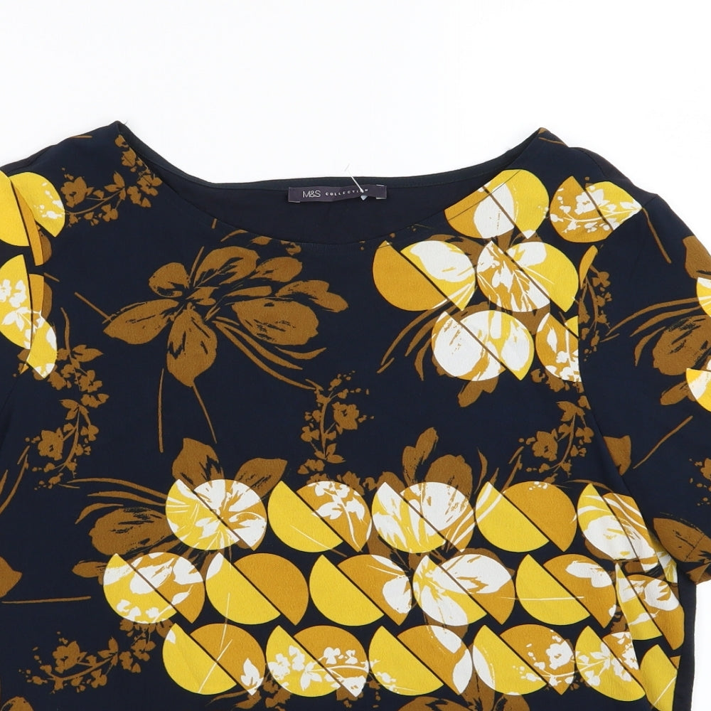Marks and Spencer Womens Blue Floral Jersey Basic Blouse Size 12