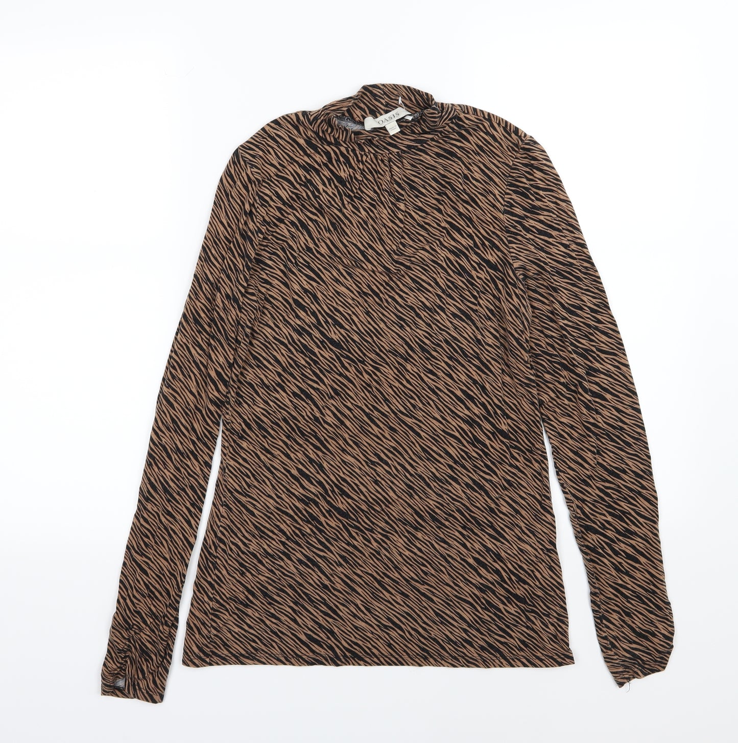 Oasis Womens Brown Animal Print Jersey Basic T-Shirt Size M