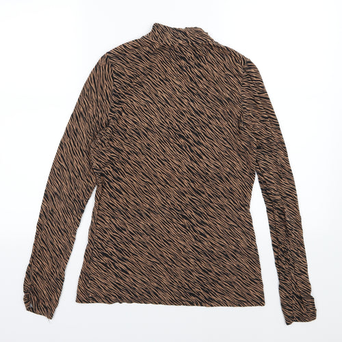 Oasis Womens Brown Animal Print Jersey Basic T-Shirt Size M