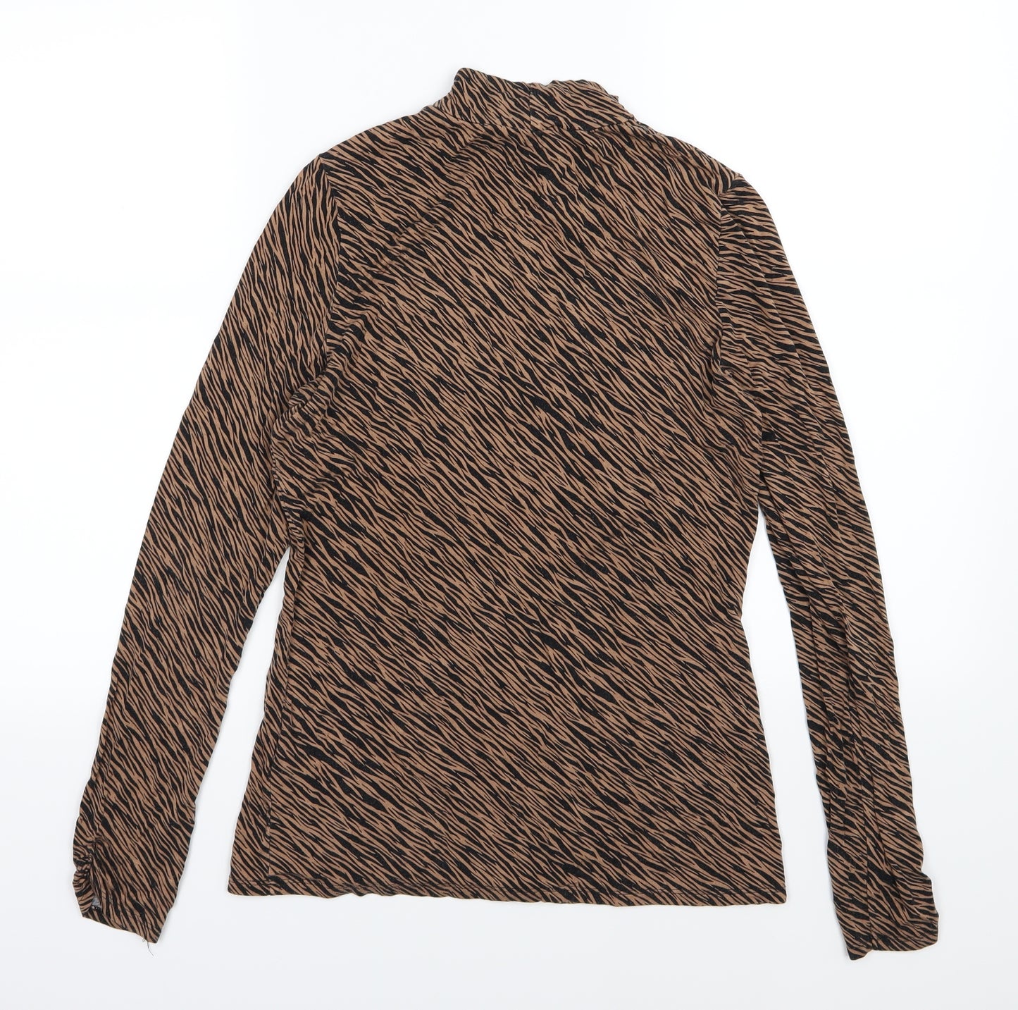 Oasis Womens Brown Animal Print Jersey Basic T-Shirt Size M