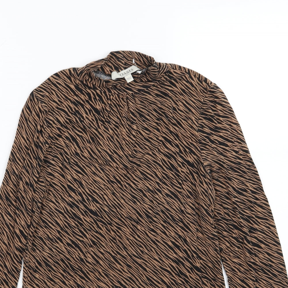 Oasis Womens Brown Animal Print Jersey Basic T-Shirt Size M