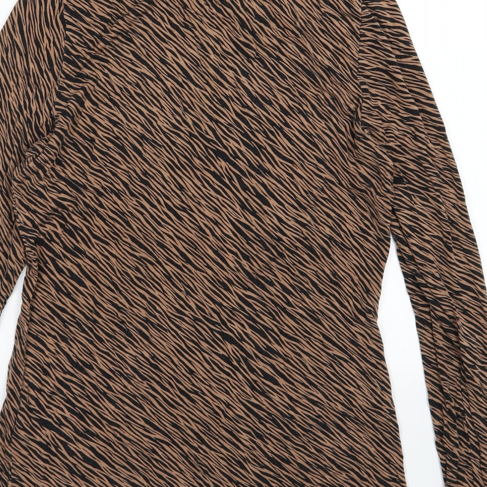 Oasis Womens Brown Animal Print Jersey Basic T-Shirt Size M