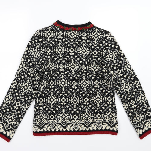 Ice wear Womens Black Argyle/Diamond Knit Cardigan Jumper Size M