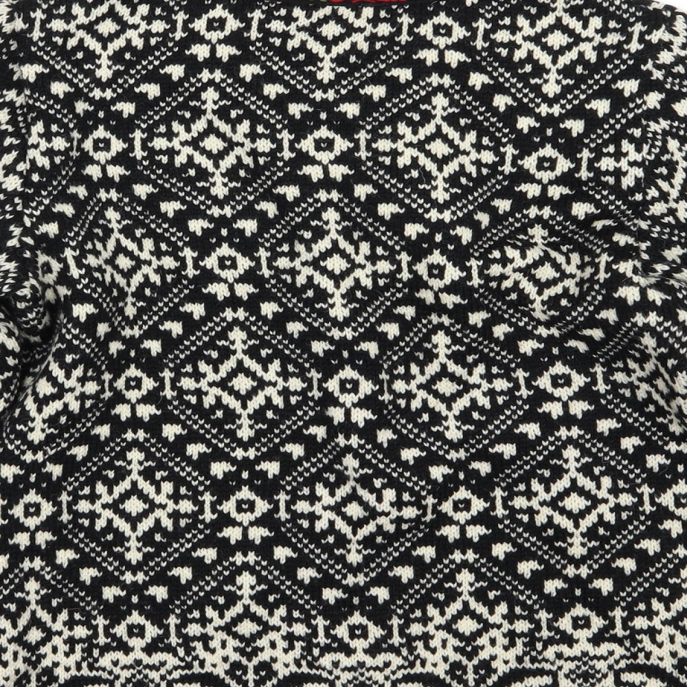 Ice wear Womens Black Argyle/Diamond Knit Cardigan Jumper Size M