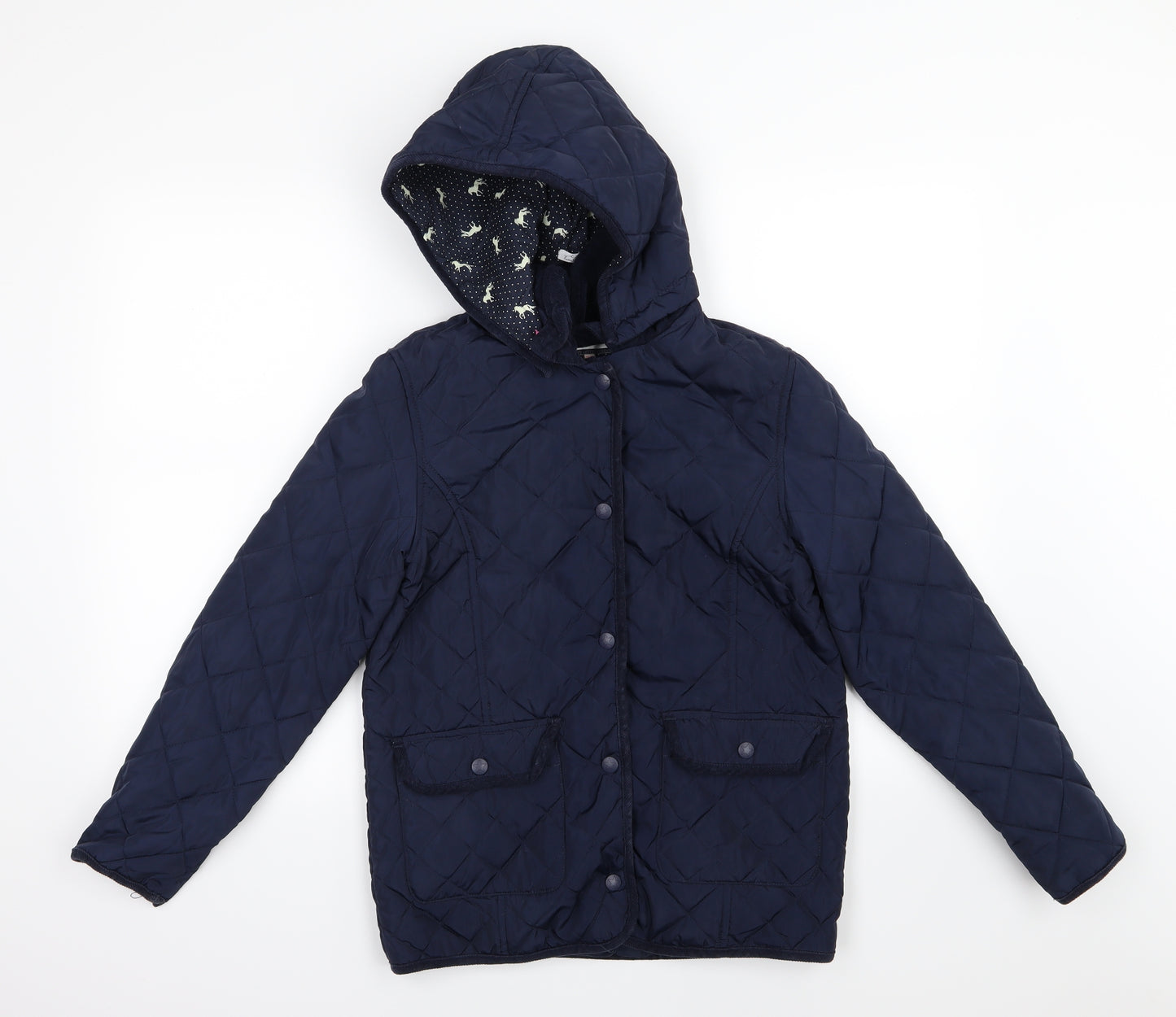 Marks and Spencer Girls Blue Argyle/Diamond  Basic Coat Coat Size 11-12 Years