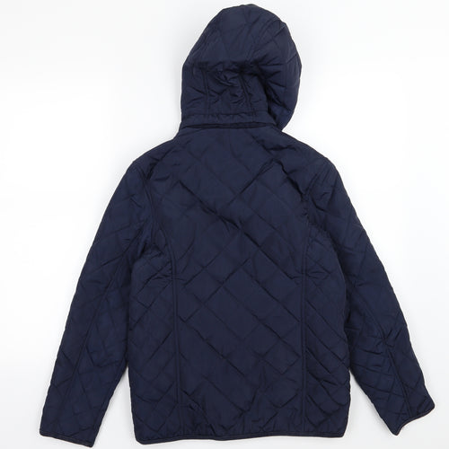 Marks and Spencer Girls Blue Argyle/Diamond  Basic Coat Coat Size 11-12 Years