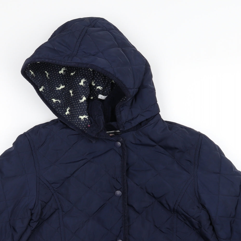 Marks and Spencer Girls Blue Argyle/Diamond  Basic Coat Coat Size 11-12 Years