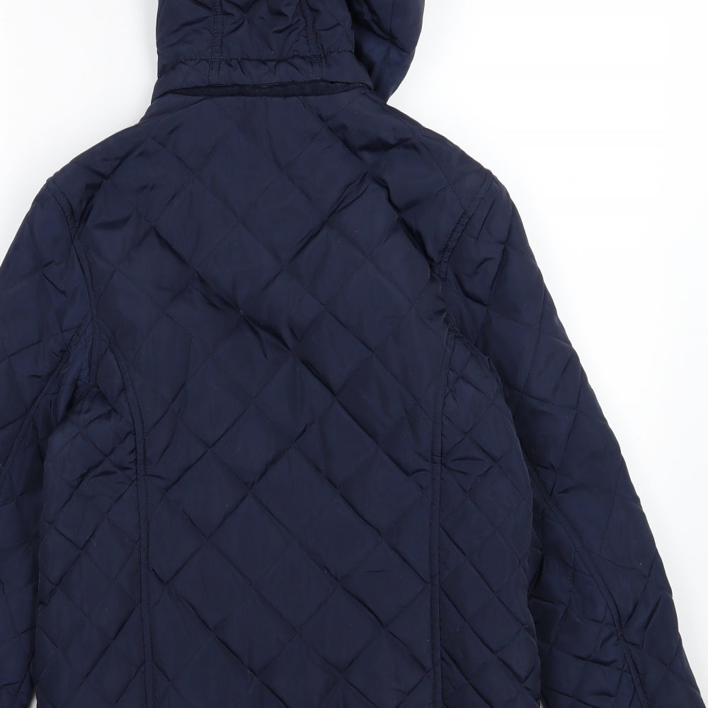 Marks and Spencer Girls Blue Argyle/Diamond  Basic Coat Coat Size 11-12 Years