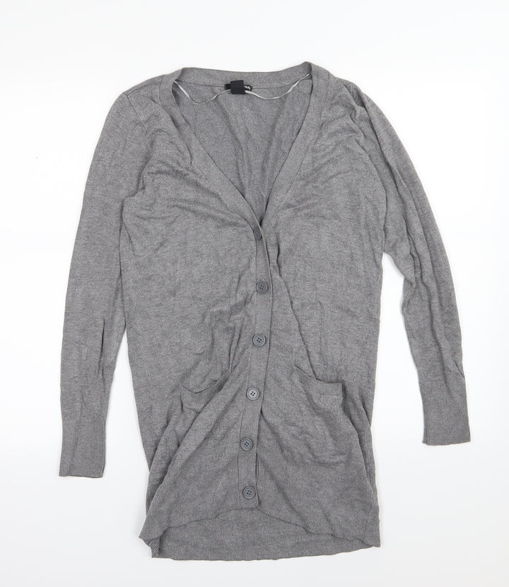 H&M Womens Grey  Knit Cardigan Jumper Size S