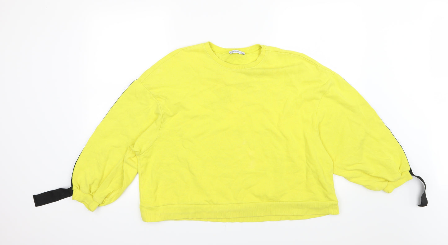 Zara Womens Yellow  Jersey Pullover Sweatshirt Size S