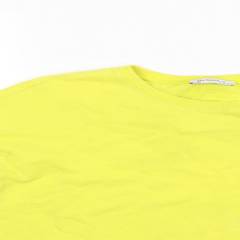 Zara Womens Yellow  Jersey Pullover Sweatshirt Size S