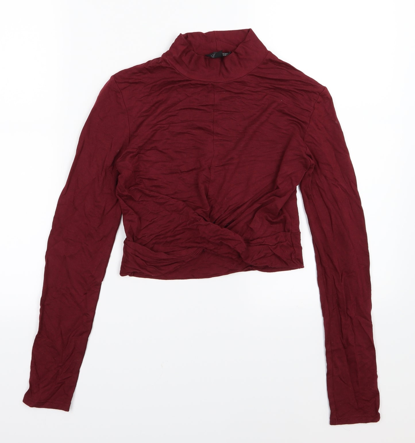 Topshop Womens Red  Jersey Basic T-Shirt Size 10  - Burgundy Cropped